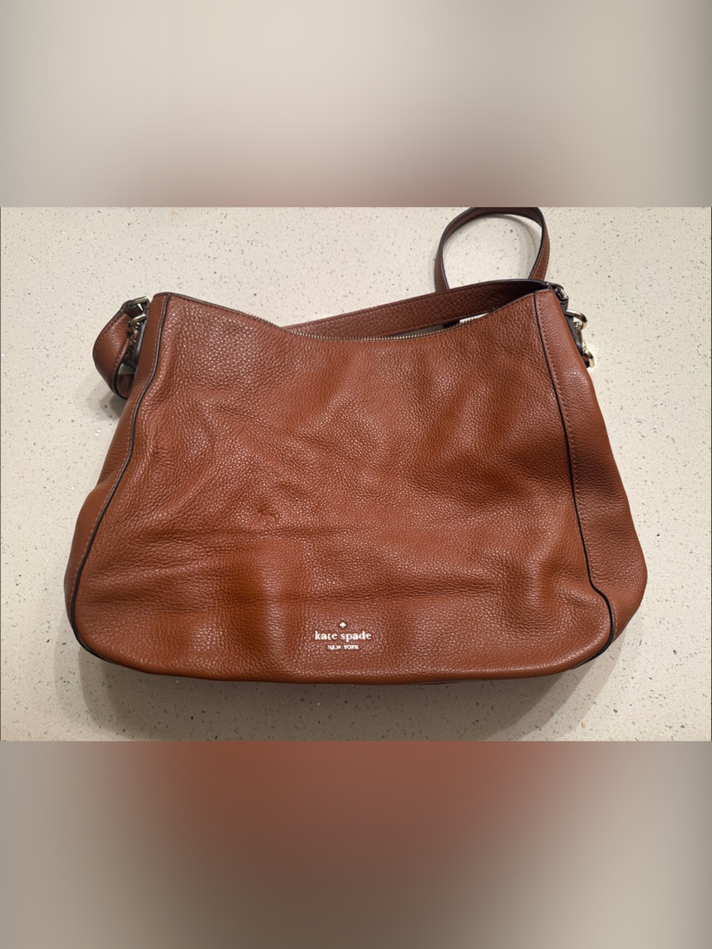 kate spade Brown Pebbled Leather Hobo Shoulder Bag